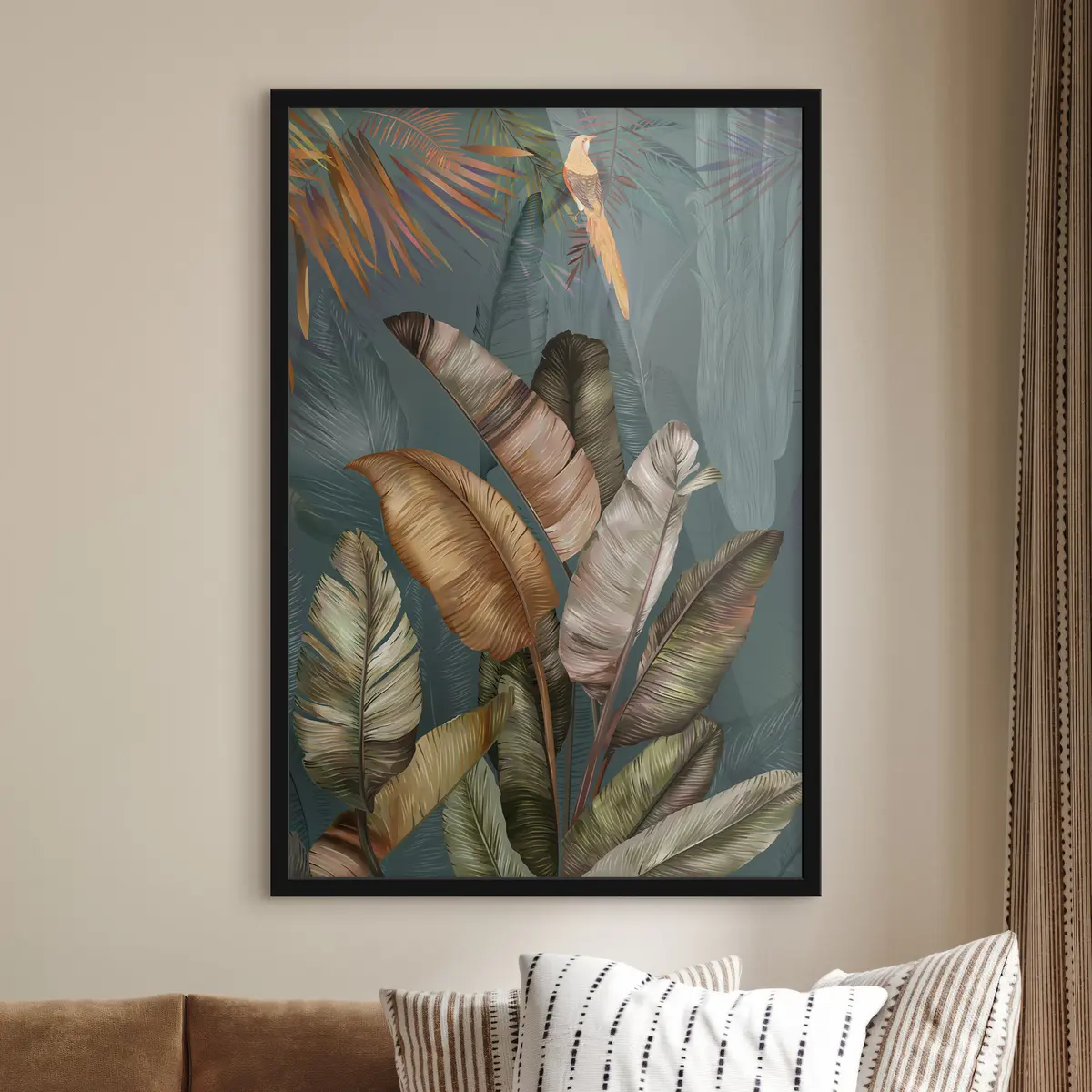 Plakat Troopilised lehed elavate toonidega f35860