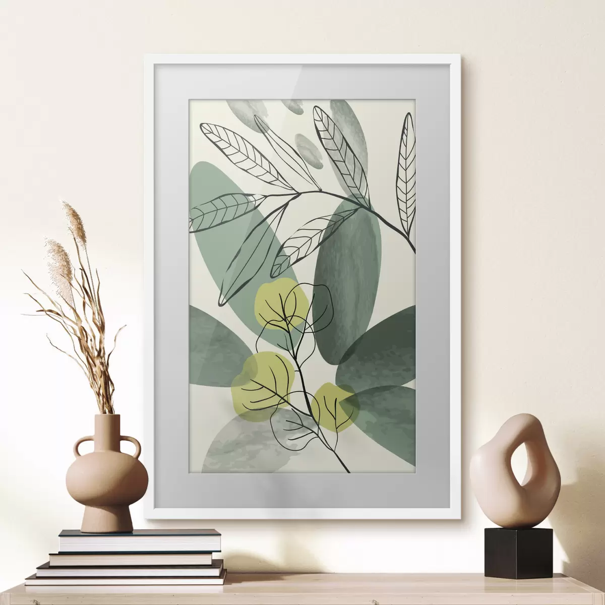 Plakat Loodusest inspireeritud abstraktne lehemuster f36106
