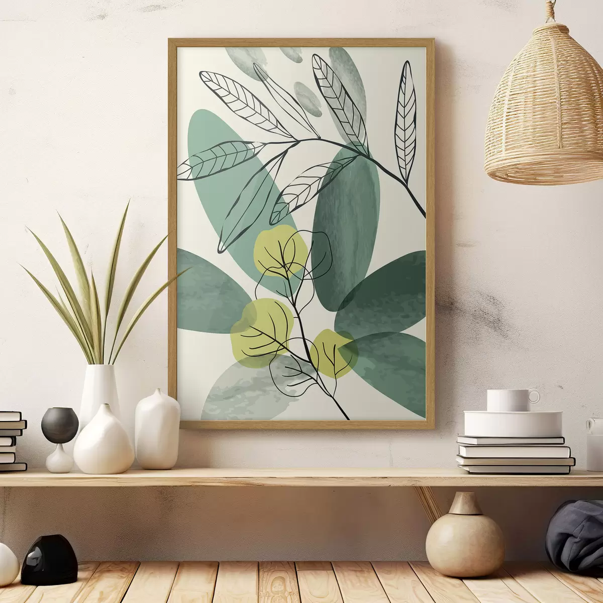 Plakat Loodusest inspireeritud abstraktne lehemuster f36106
