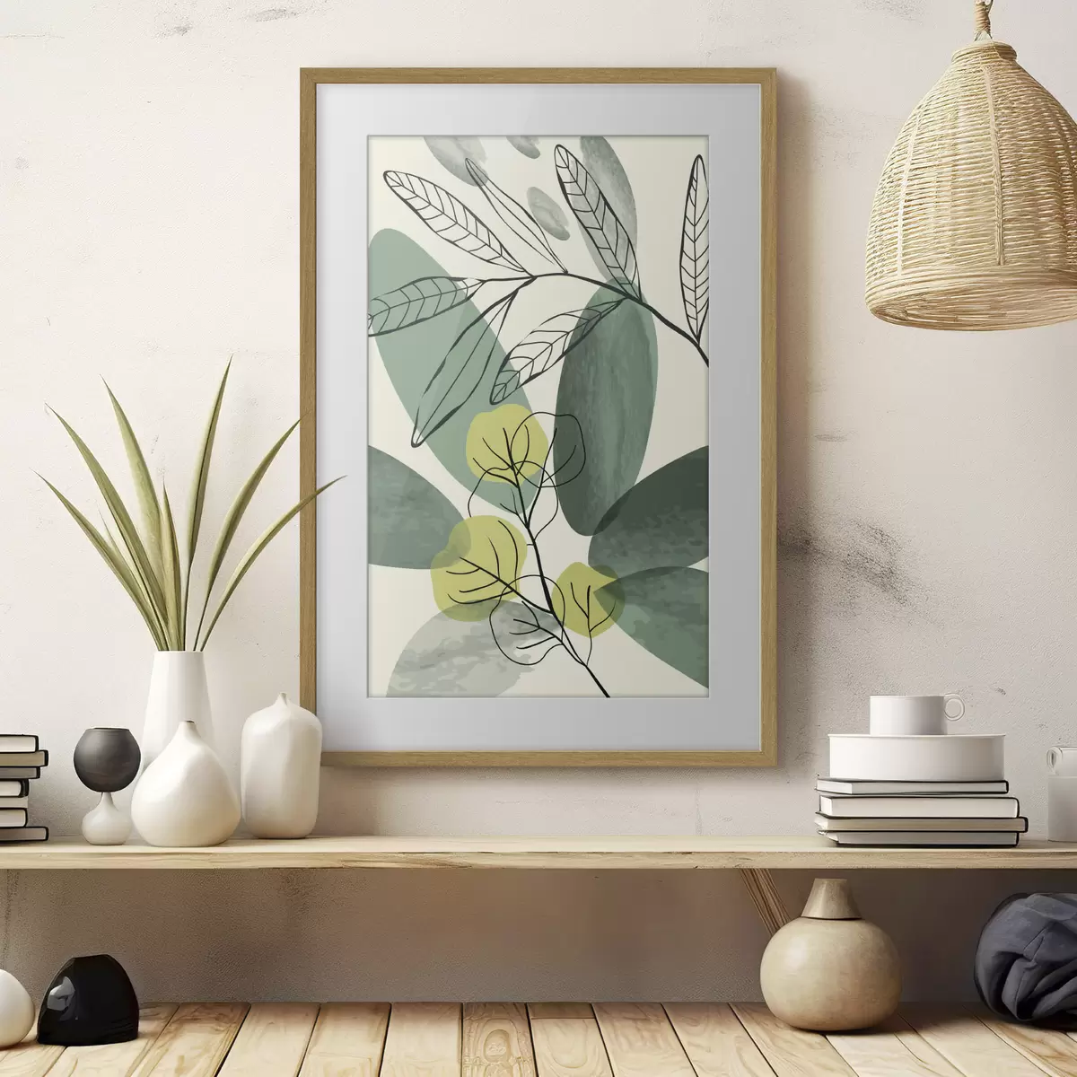 Plakat Loodusest inspireeritud abstraktne lehemuster f36106