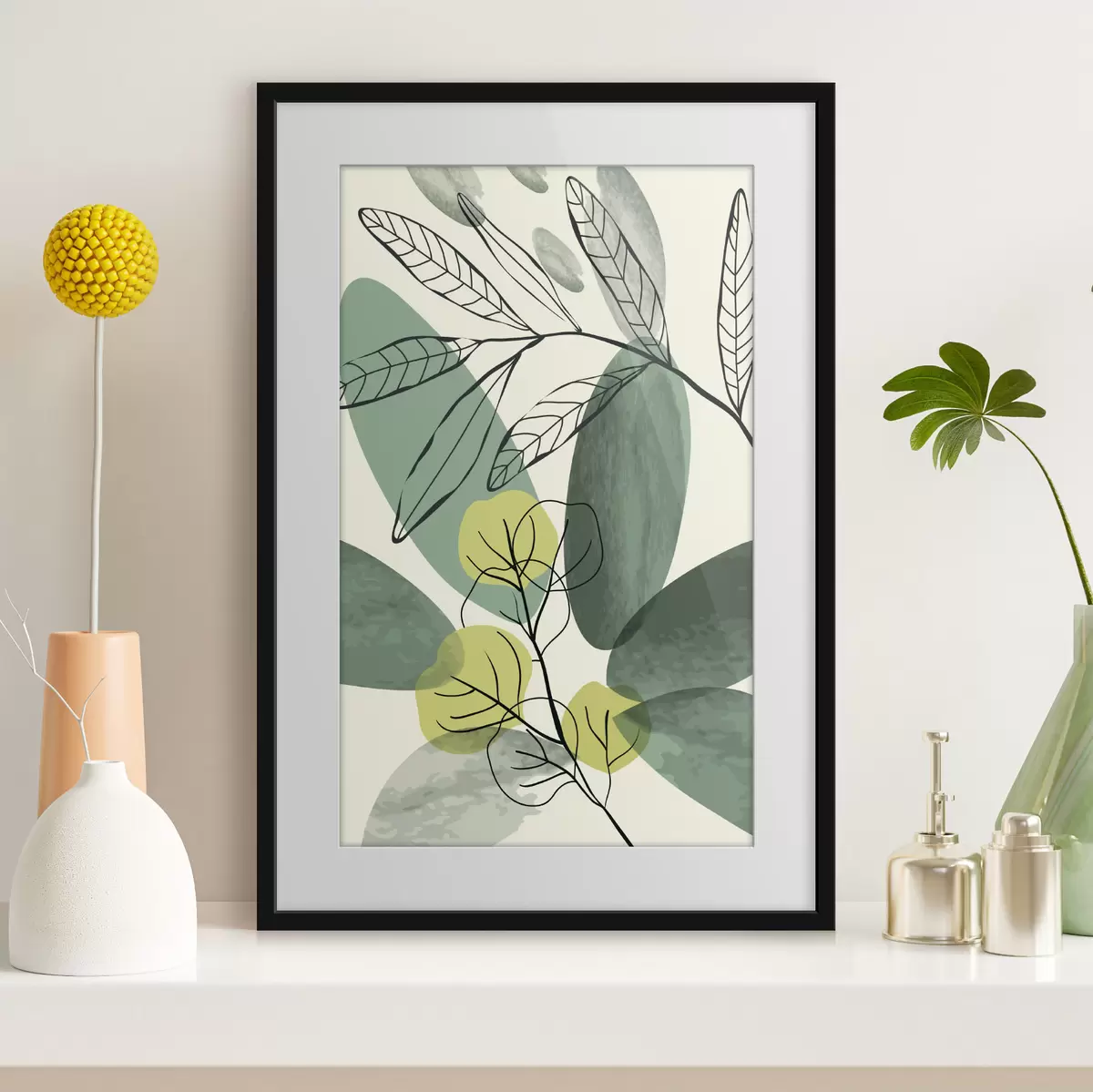 Plakat Loodusest inspireeritud abstraktne lehemuster f36106