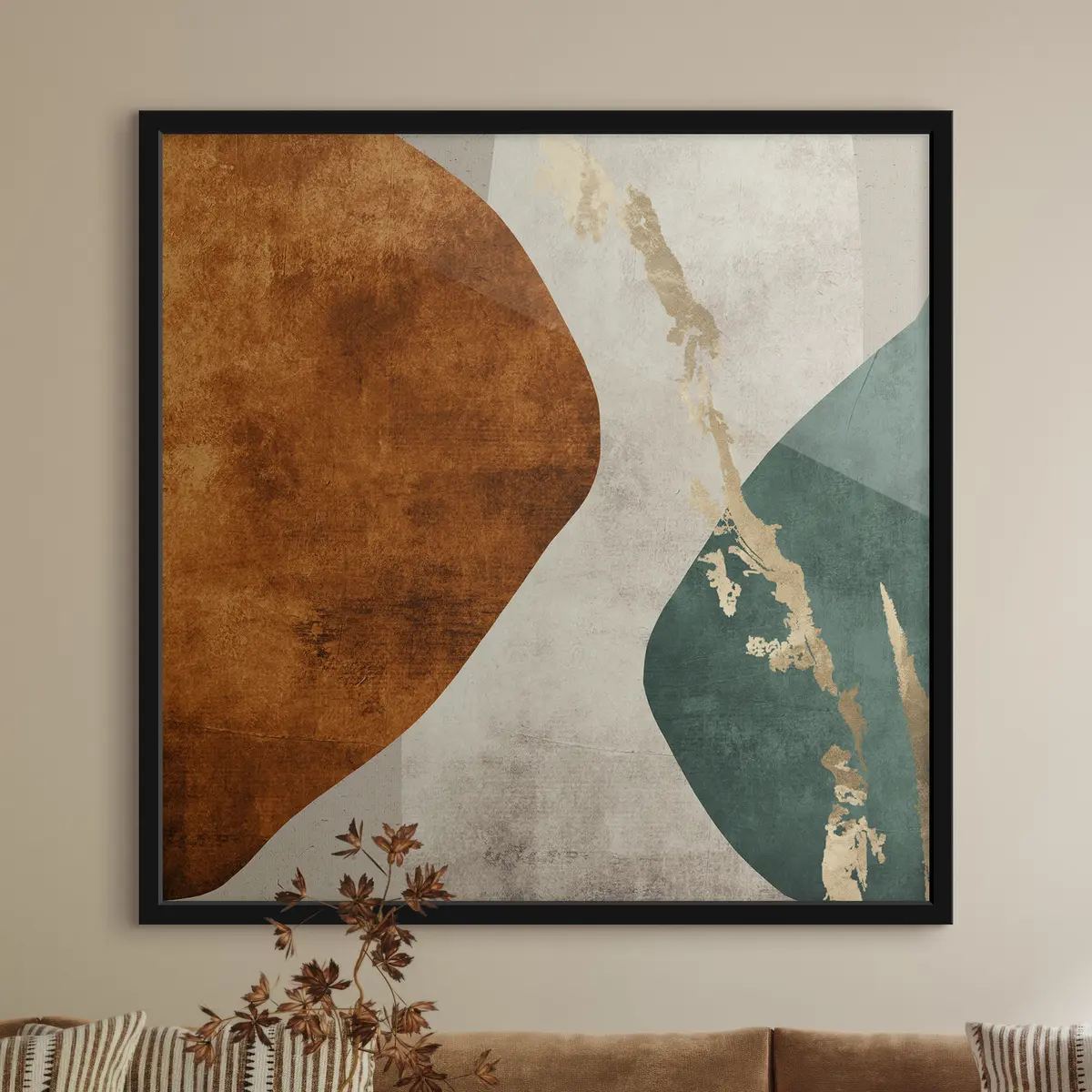 Plakat Abstraktsed kujundid soojades värvides f36031