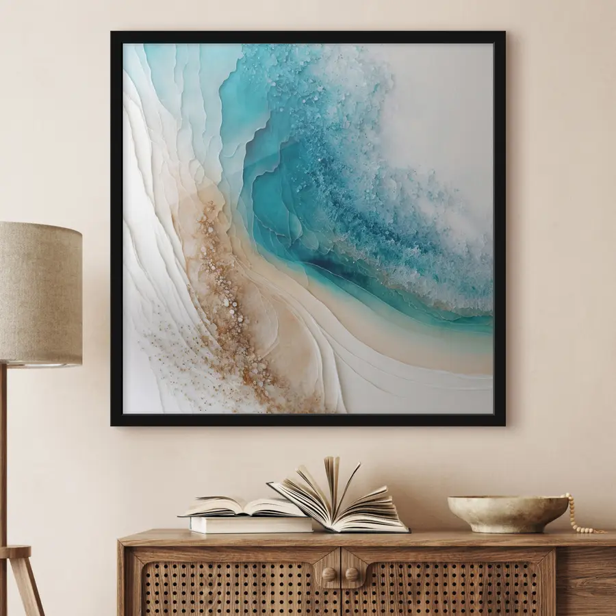 Fototapeedid Rahulikud lained kohtuvad pehme rannajoonega f36029