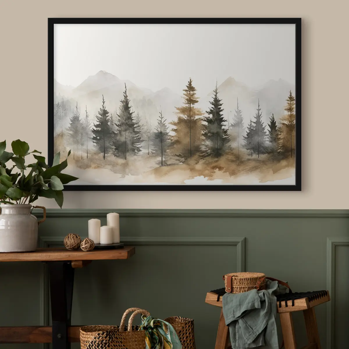 Plakat Rahulik metsa maastik pehmetes toonides f36010