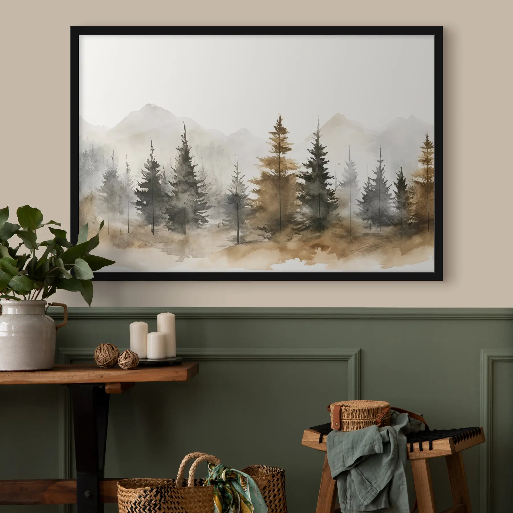 Fototapeedid Rahulik metsa maastik pehmetes toonides f36010