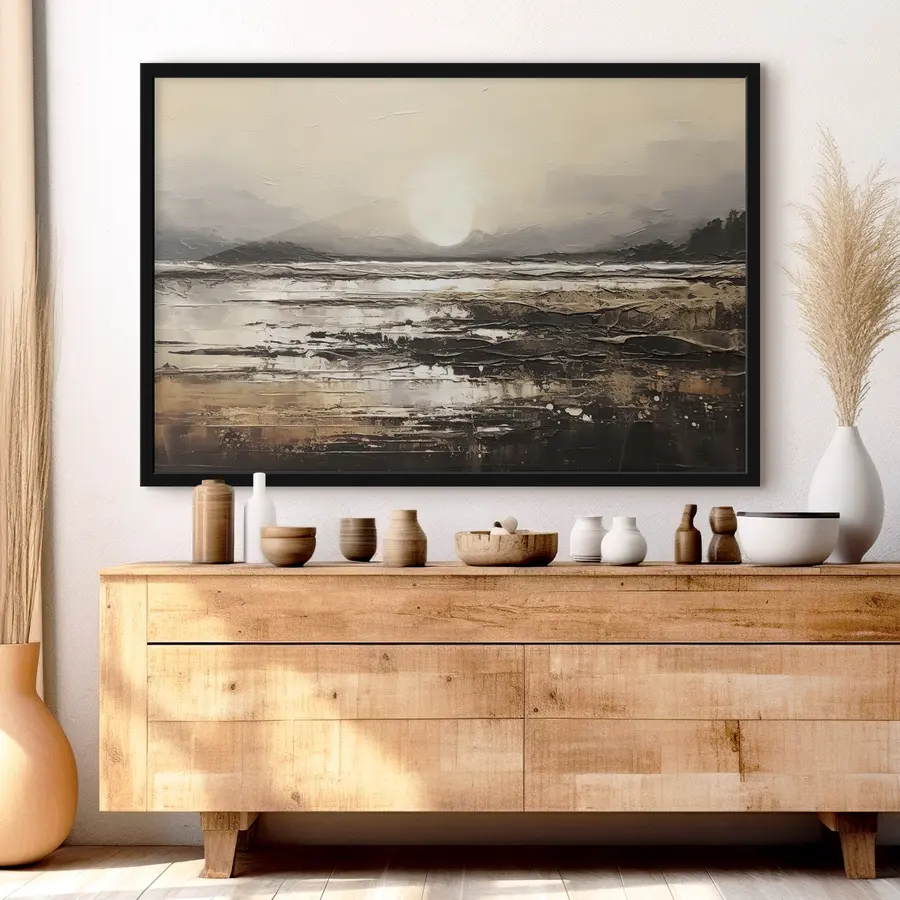 Fototapeedid Rahulik päikeseloojang rahuliku vee kohal f35912