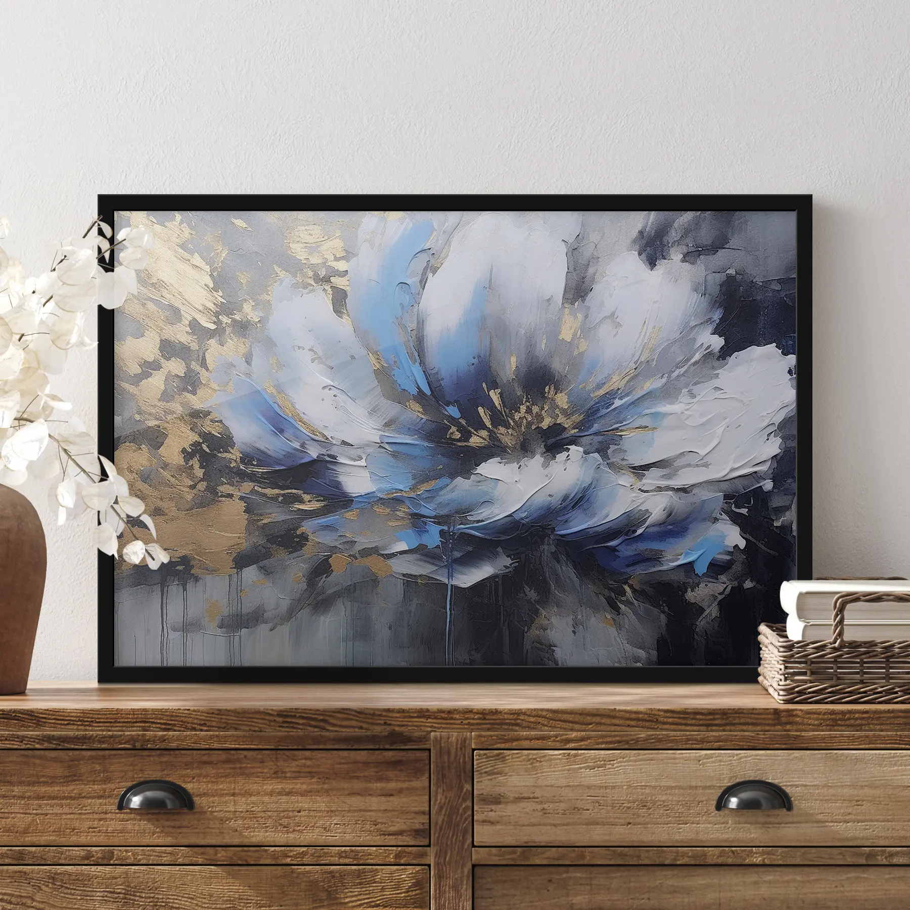 Fototapeedid Uskumatult ilus lilleline abstraktne mustri sinistes toonides f35384