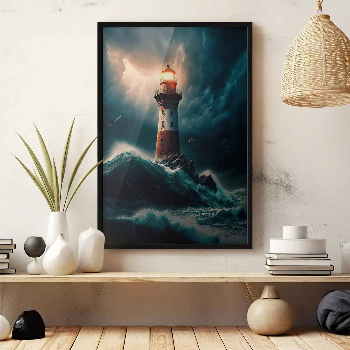 Plakat Tormistes vetes teed näitav majakas f35349