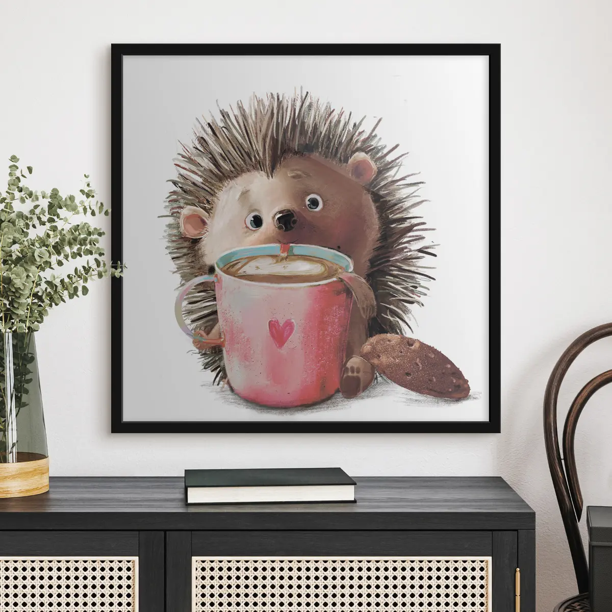 Plakat Siil ja tass kohvi f35039