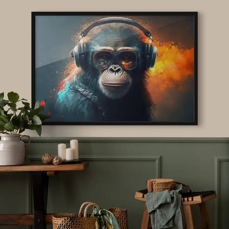 Fototapeedid Lahe primaat stiilsete kõrvaklappidega f34882