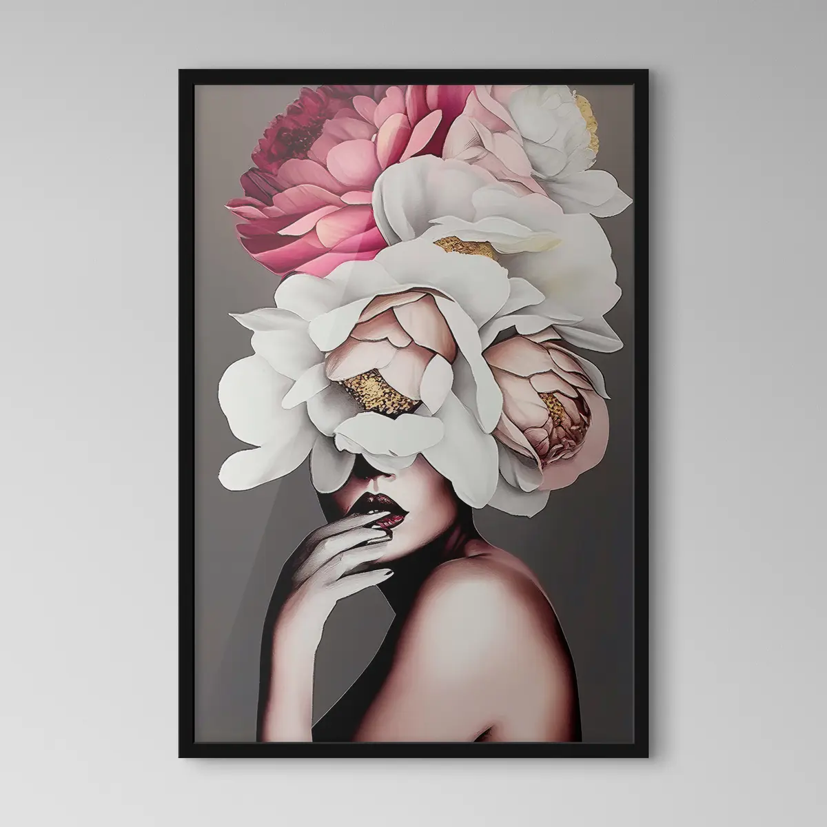 Plakat Kapriisne ilu, mis on kaunistatud õielehtedega f34601