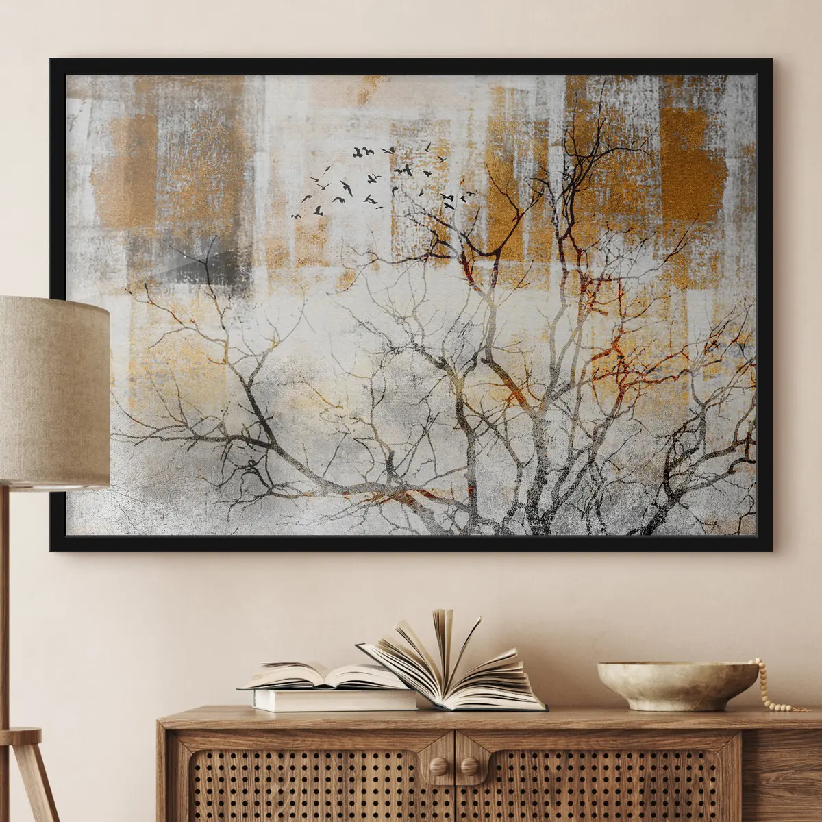 Plakat Rahulik maastik lendavate lindudega f33076