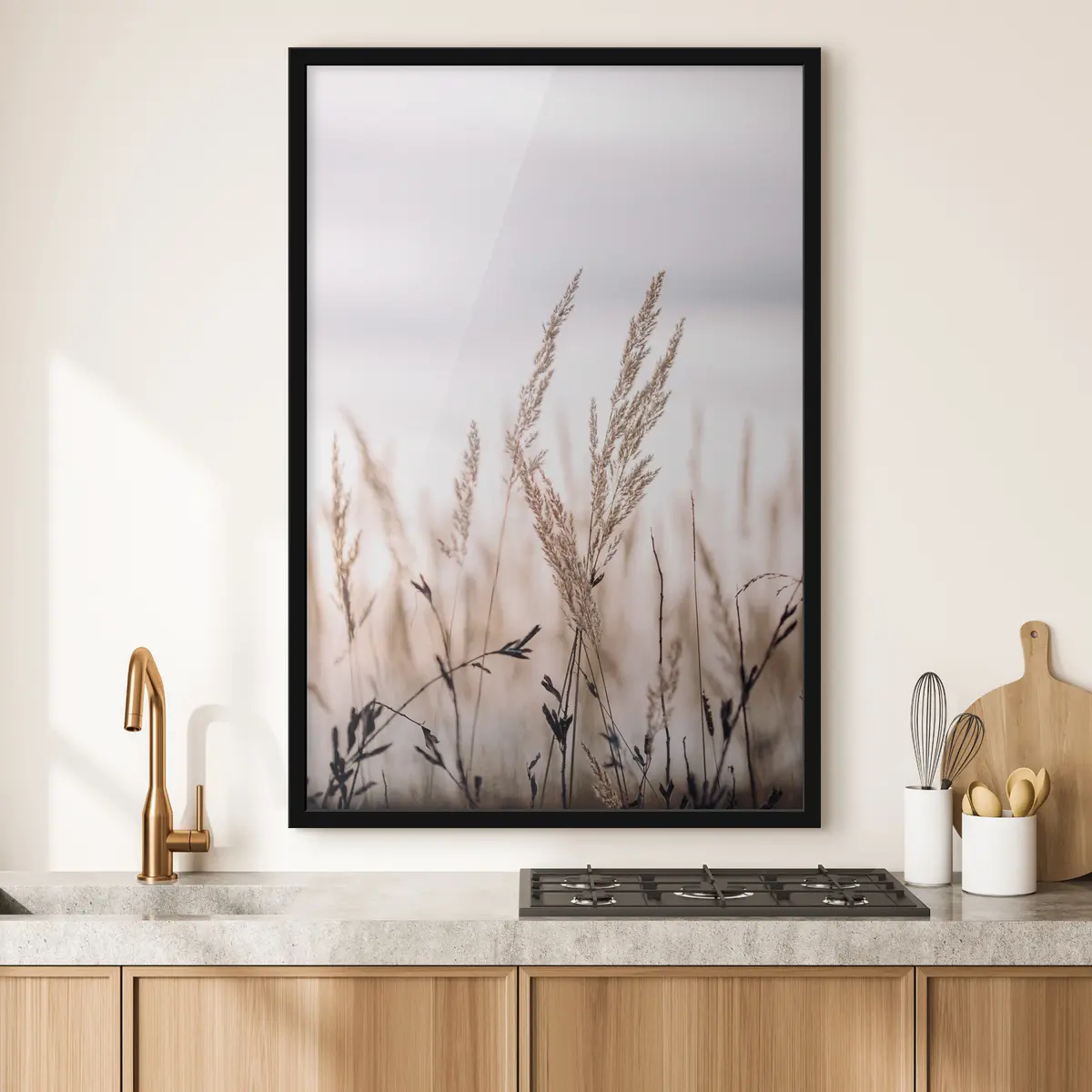 Plakat Tuules õõtsuvad pehmed rohttaimed f33070