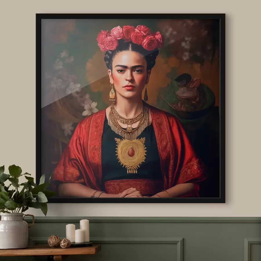 Pilt Frida Kahlo punases kleidis f32865
