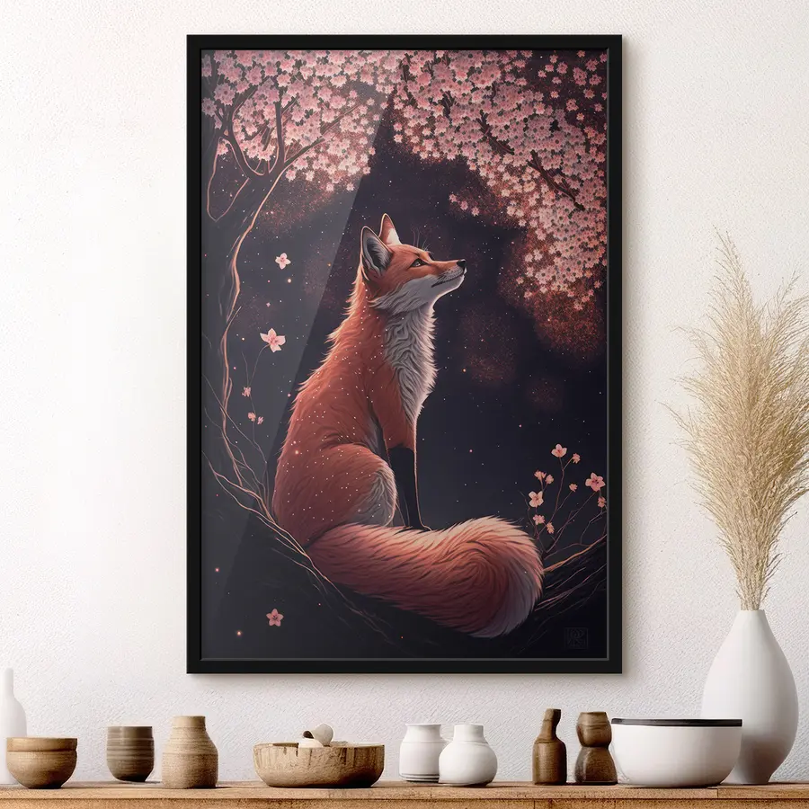 Fototapeedid Rebane õitsevate kirsiõite all f32547