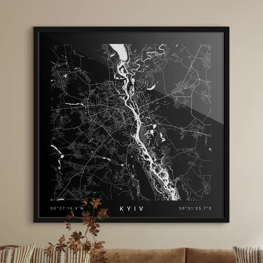 Fototapeedid Ukrainas asuva Kiievi linna minimalistlik kaart f31428
