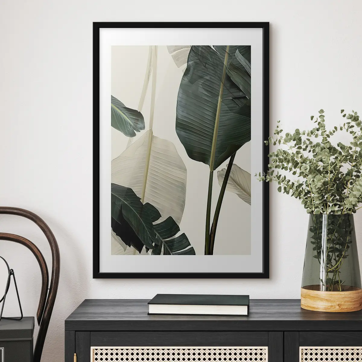 Plakat Lopsakad rohelised lehed pehmes valguses f21746