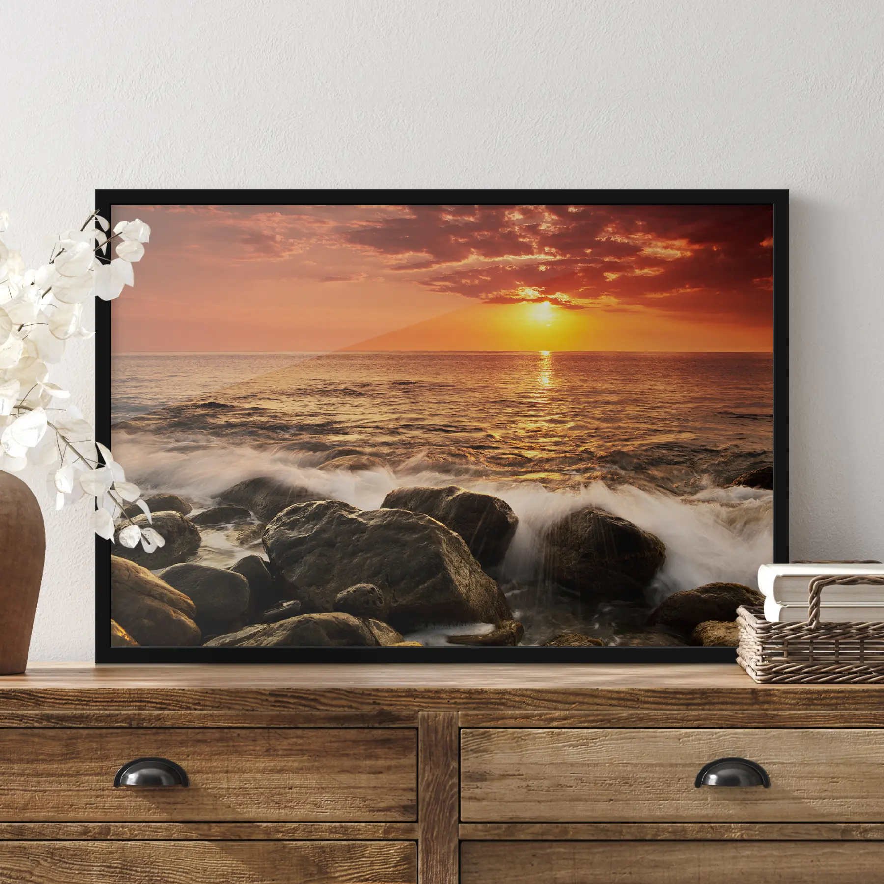 Fototapeedid Päikeseloojang maalib ookeani lõuendile f19480