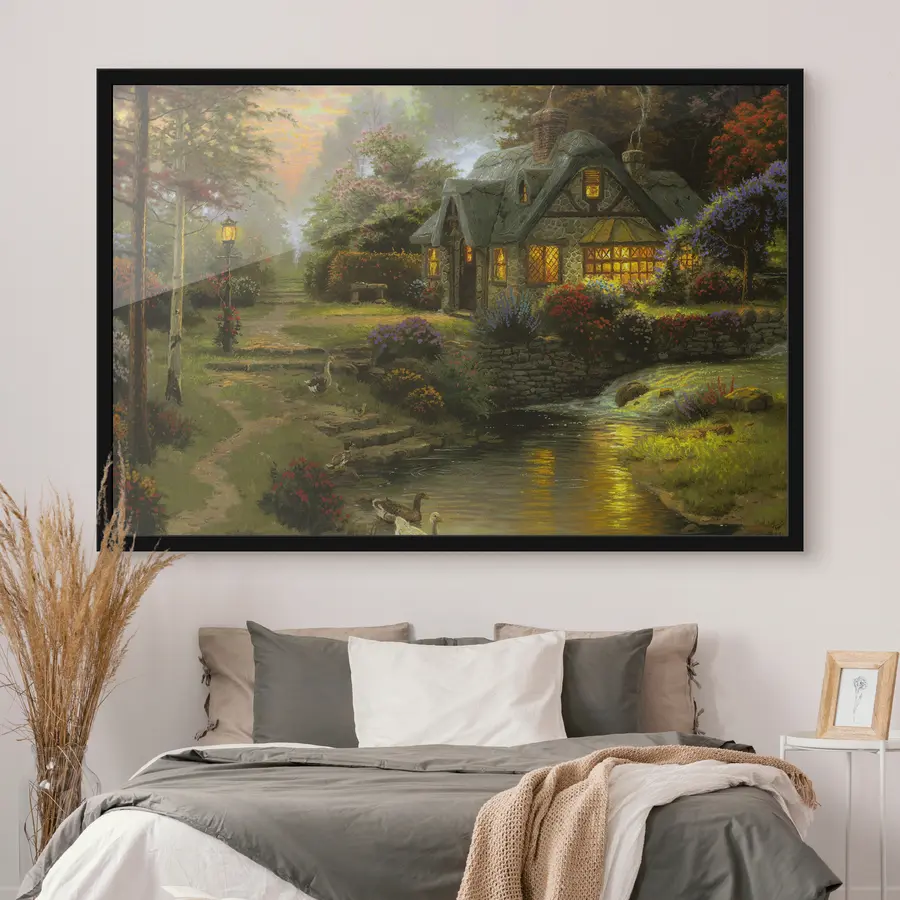 Fototapeedid Võluv suvilakese rahuliku oja ääres f19095