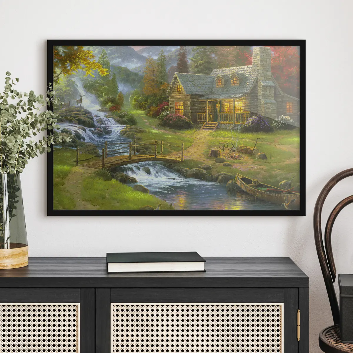 Plakat Võluv suvila rahuliku jõe ääres f15144