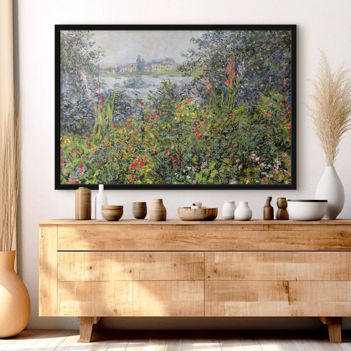 Plakat Lopsakas aed rahuliku jõe ääres f04136