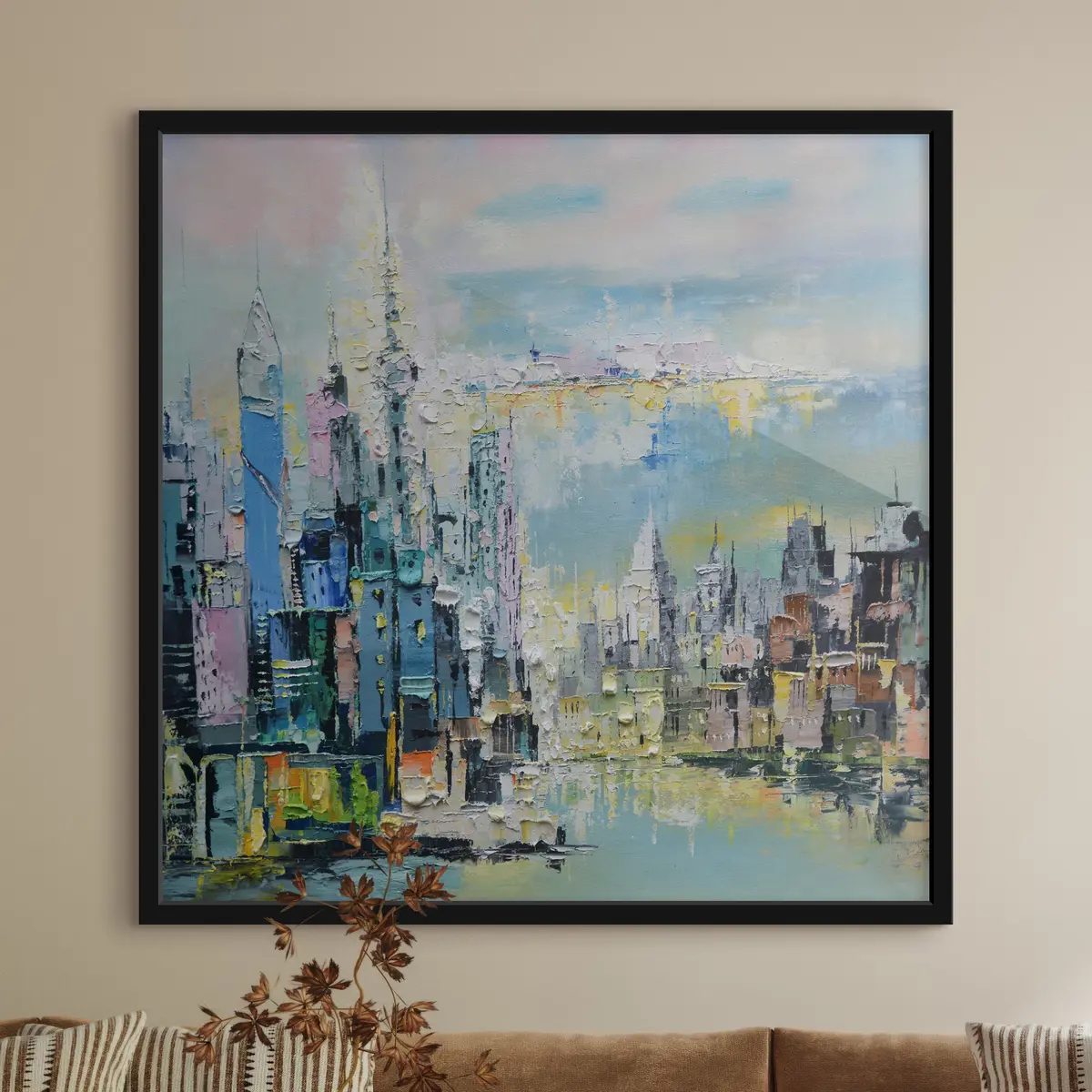 Plakat Värvikas linnapilt unistava taeva all f02116