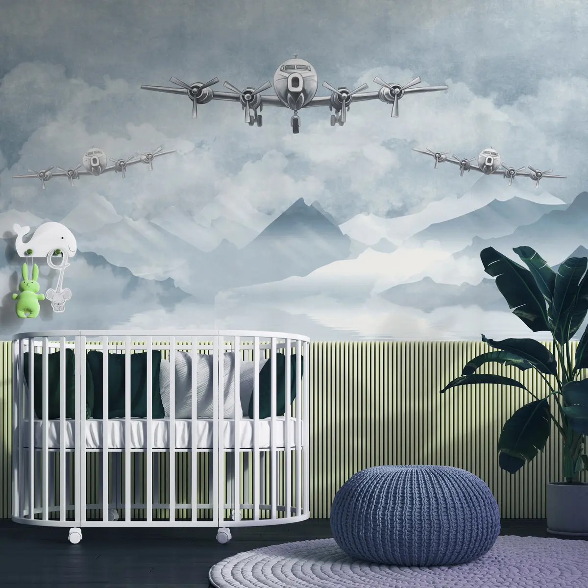 Fototapeedid Kolm lennukit taevas lendavad üle mägede u98946