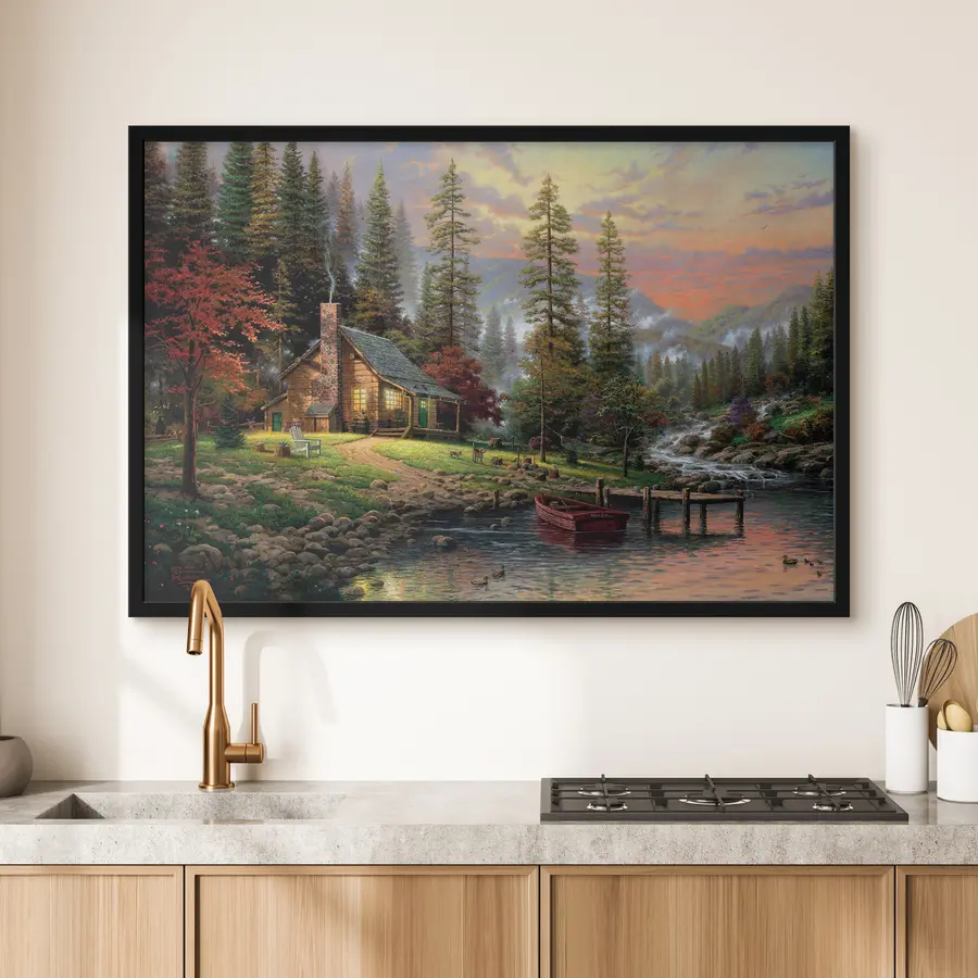 Fototapeedid Rahulik majake rahuliku jõe ääres f15556