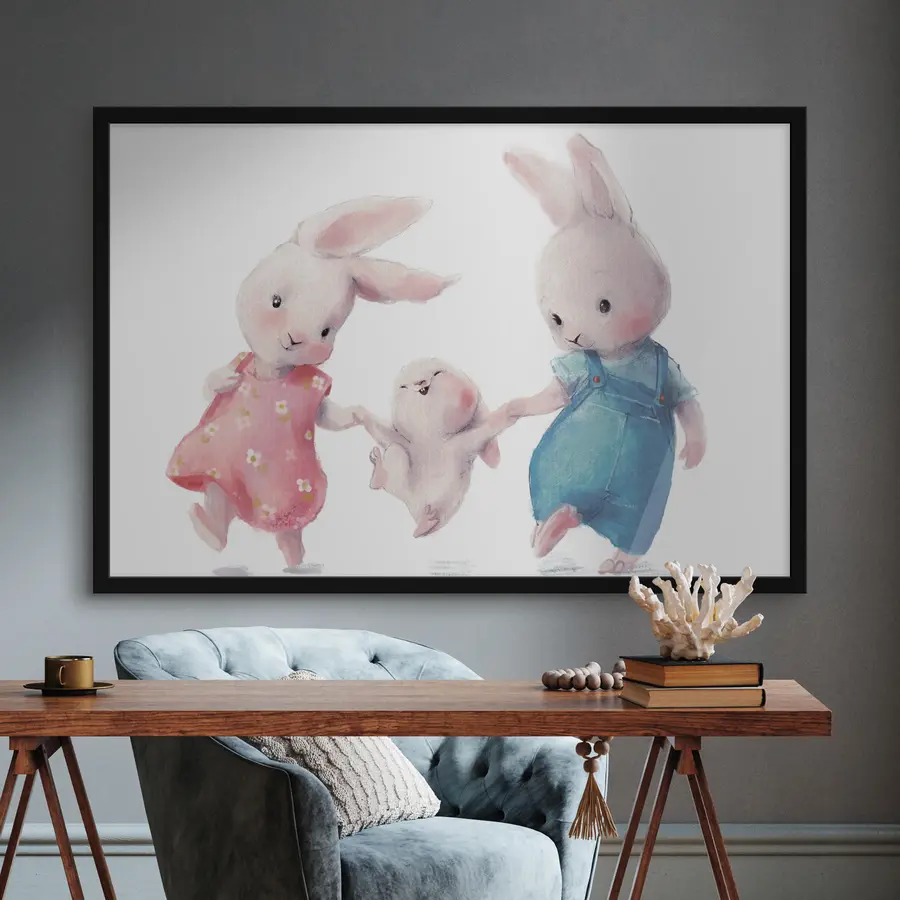 Fototapeedid Jänesed naudivad rõõmsat hetke f34997