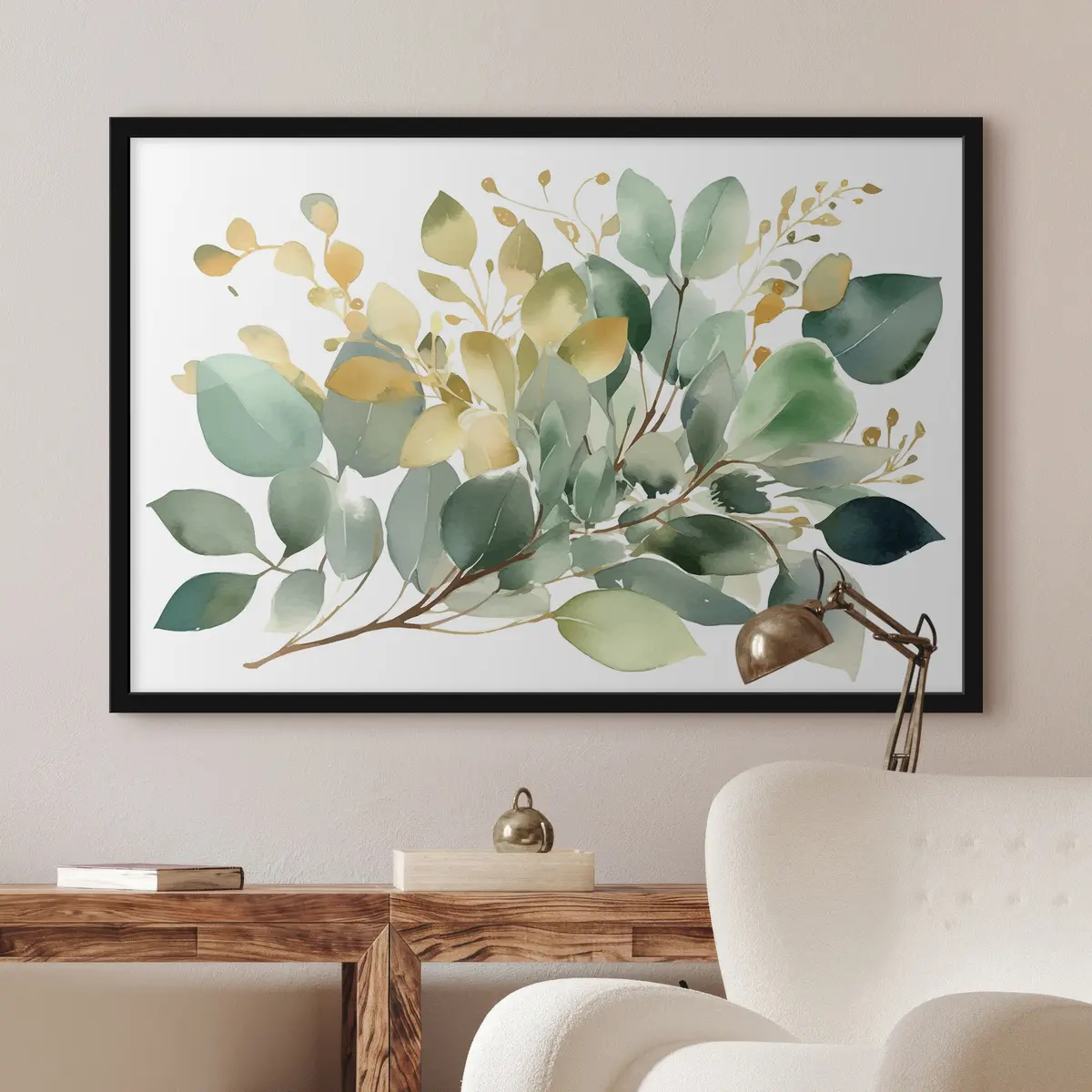 Plakat Lopsakas rohelus pehmetes akvarellitoonides f36365