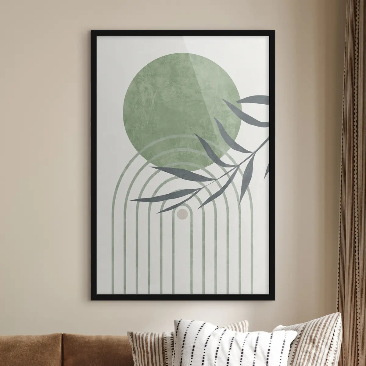 Plakat Rahulikud kõverad ja õrnad rohelised toonid f36421