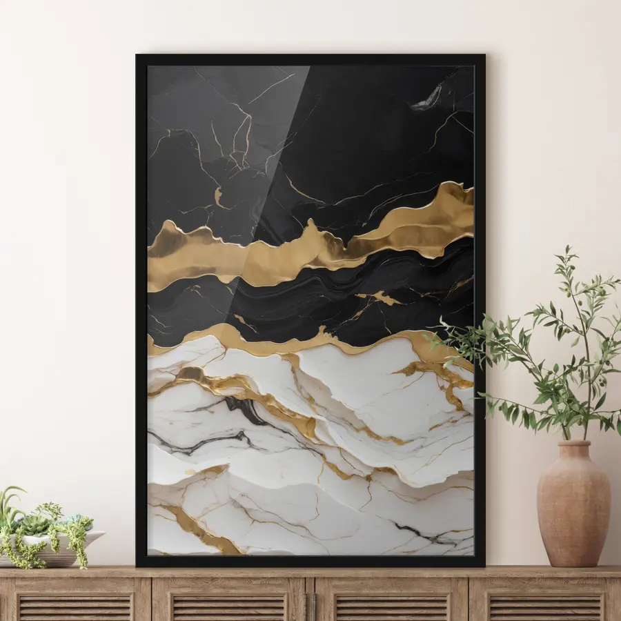 Fototapeedid Must-valge abstraktsioon marmoril joonega f36636