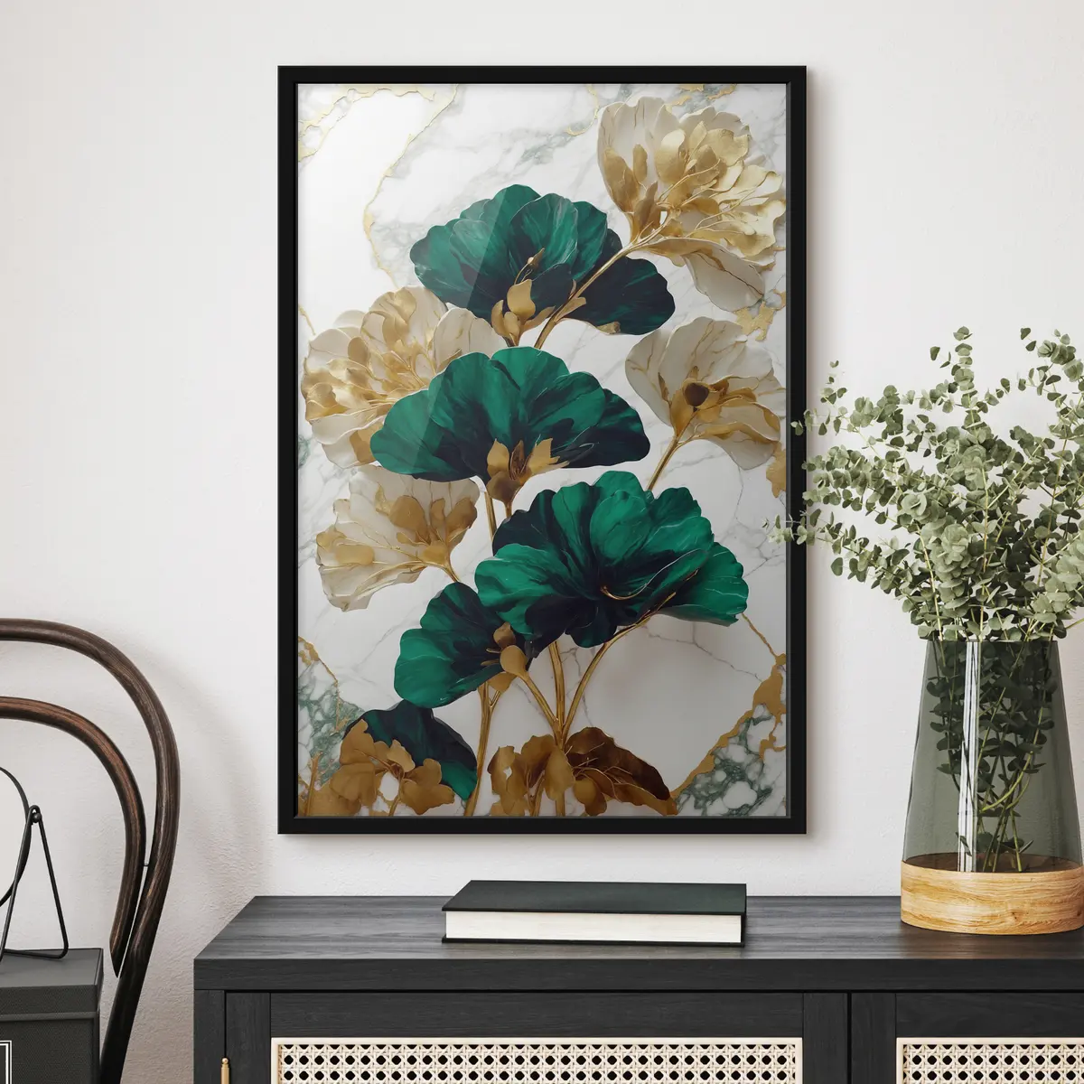 Plakat Elegantne lehestik marmorist taustal f36646