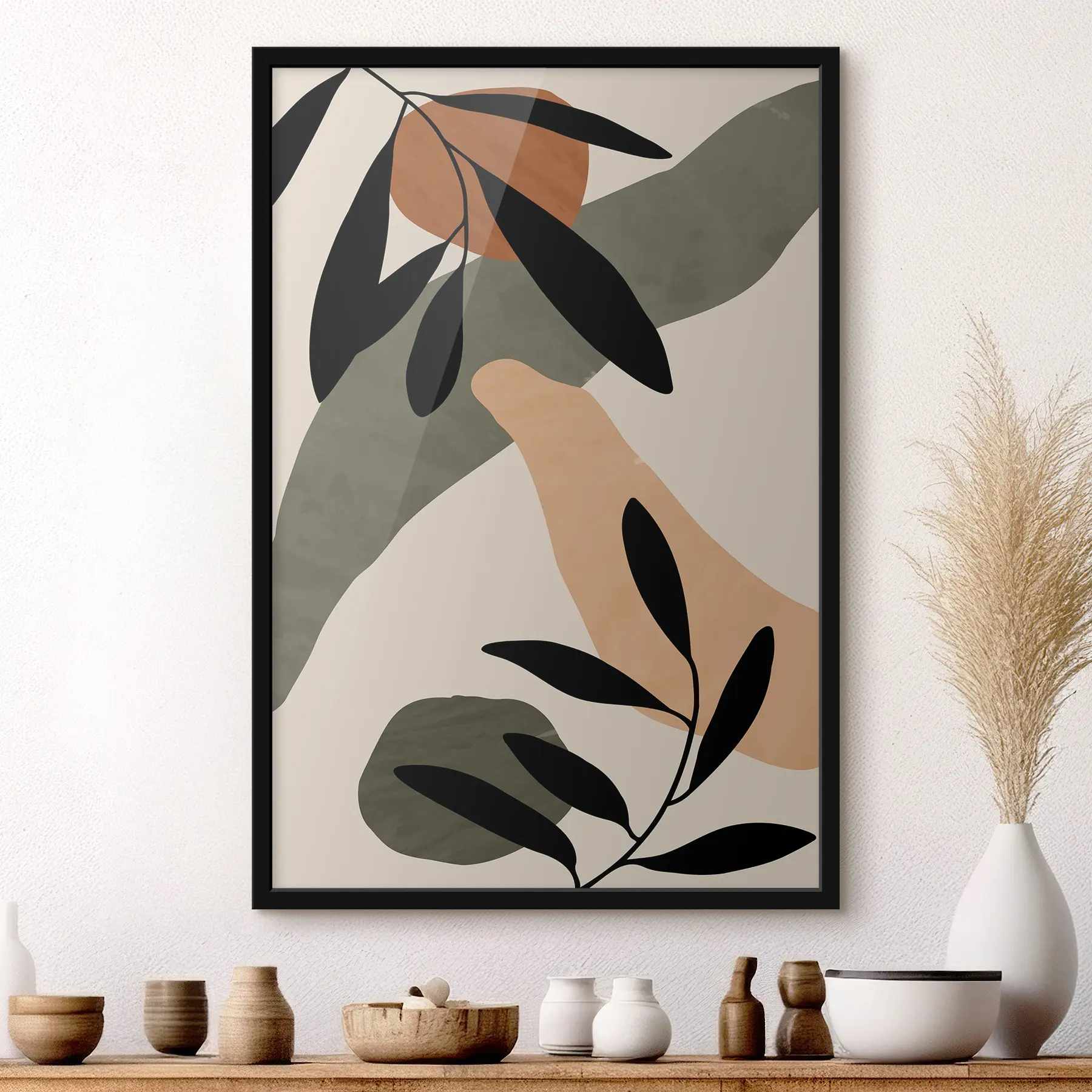 Pilt Abstraktsed vormid ja lehed harmoonias f36480