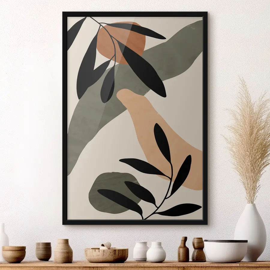 Fototapeedid Abstraktsed vormid ja lehed harmoonias f36480