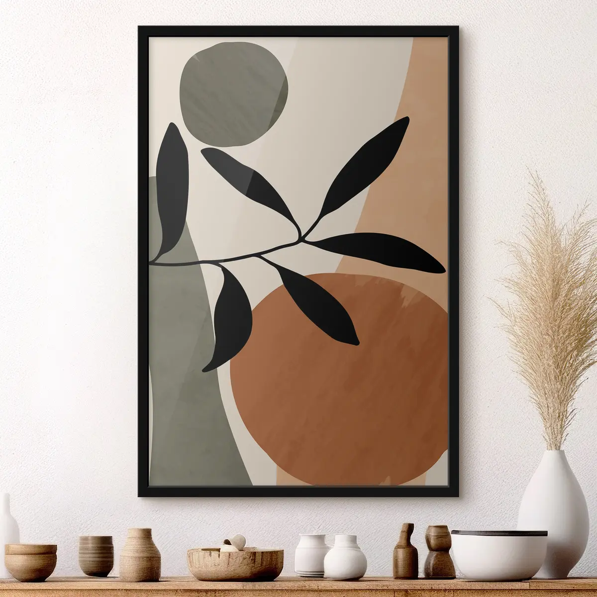 Plakat Abstraktsed kujundid looduslike elementidega f36481