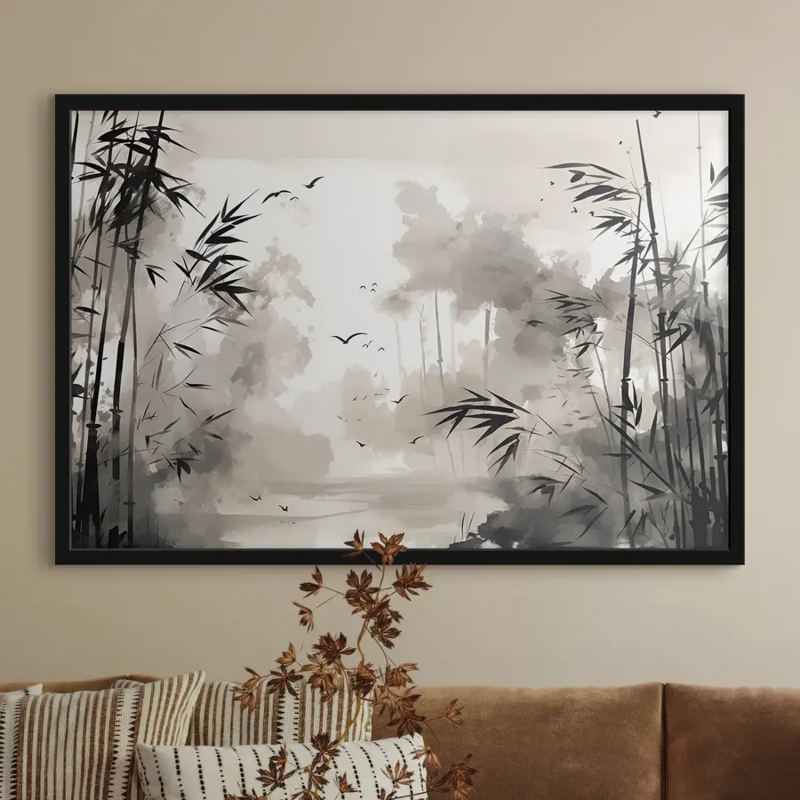 Fototapeedid Rahulik maastik õrnade siluetidega f33945