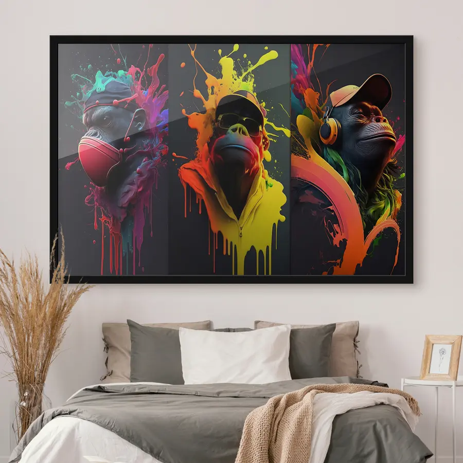 Fototapeedid Energilised gorillad värvikate pritsmetega f34885