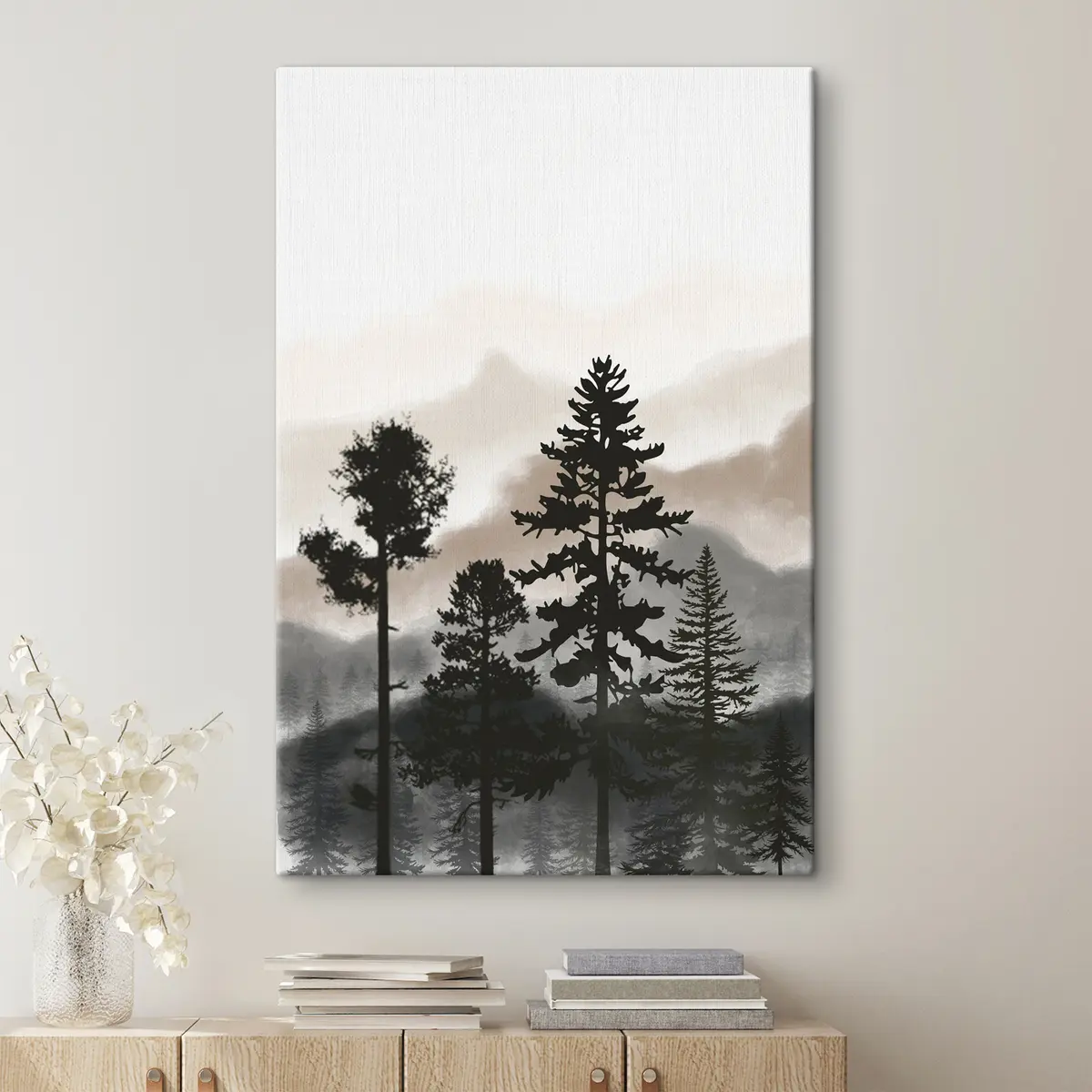 Pilt Puude siluetid uduses maastikus s36605v1