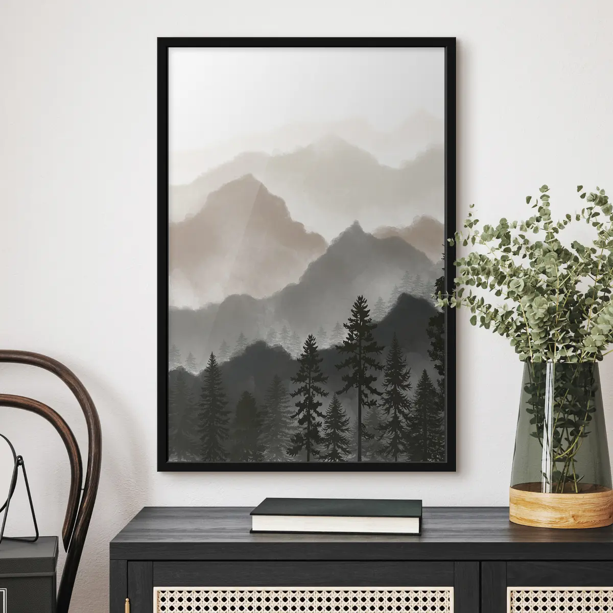 Plakat Rahulik mägimaastik kõrgete puudega f36607v1