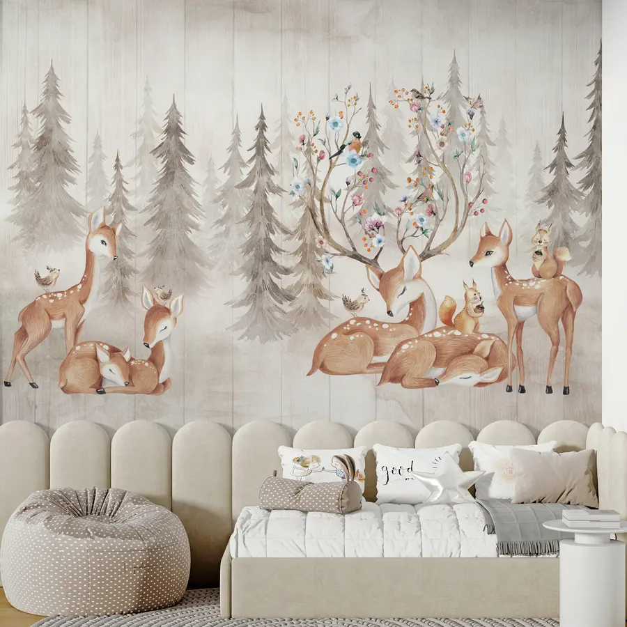 Fototapeedid Vesivärviline mets koos põhjapõtradega u98679