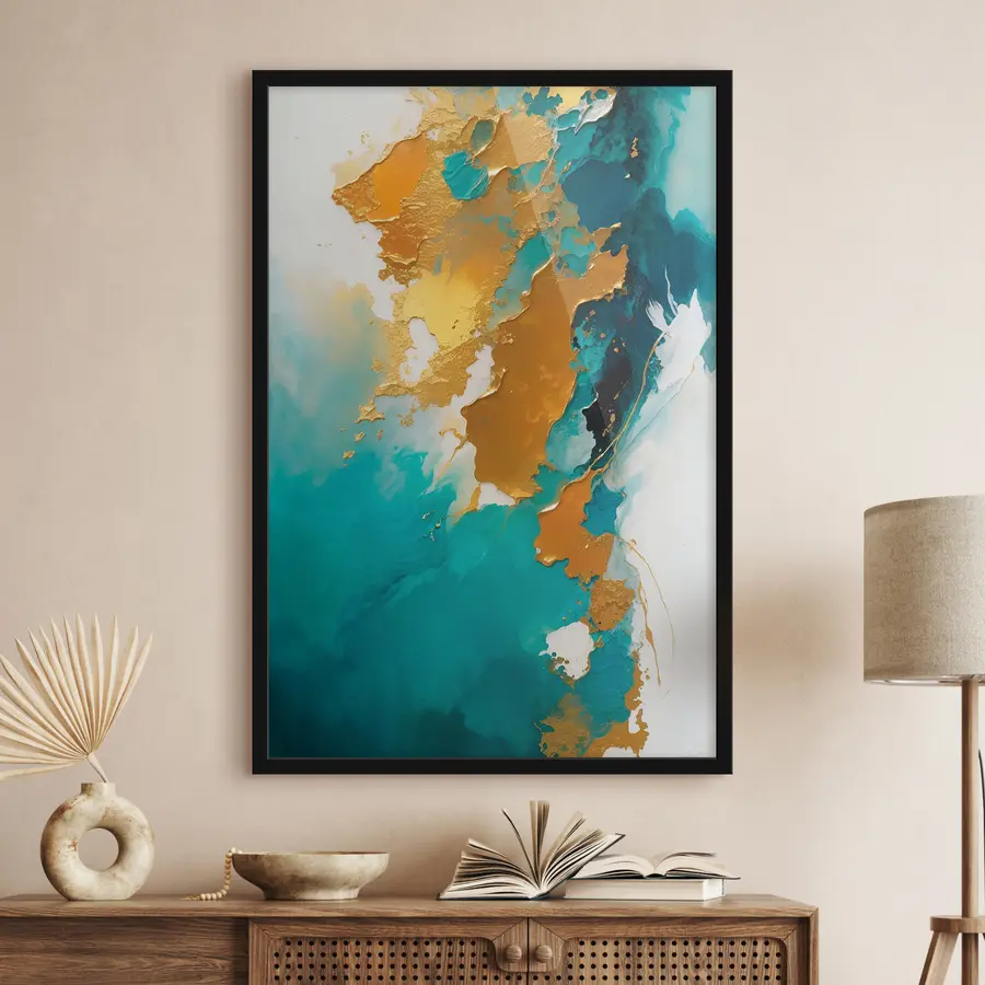 Fototapeedid Ja sinised värvid valgel lõuendil f35823