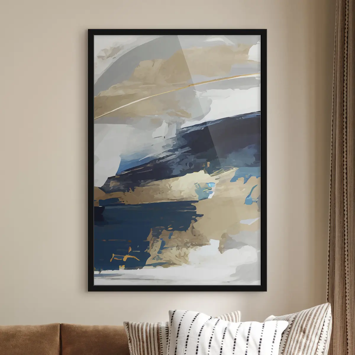 Plakat Väljendusrikas hall-sinine abstraktsioon f36621