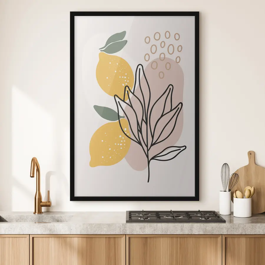 Fototapeedid Ereval kollasel taustal rohelised lehed f37057