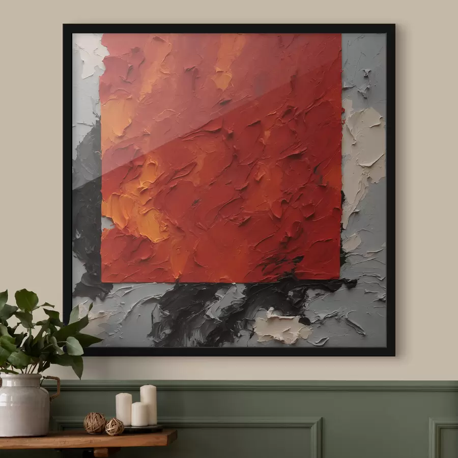 Fototapeedid Abstraktne õlimaal punase ruuduga f37167