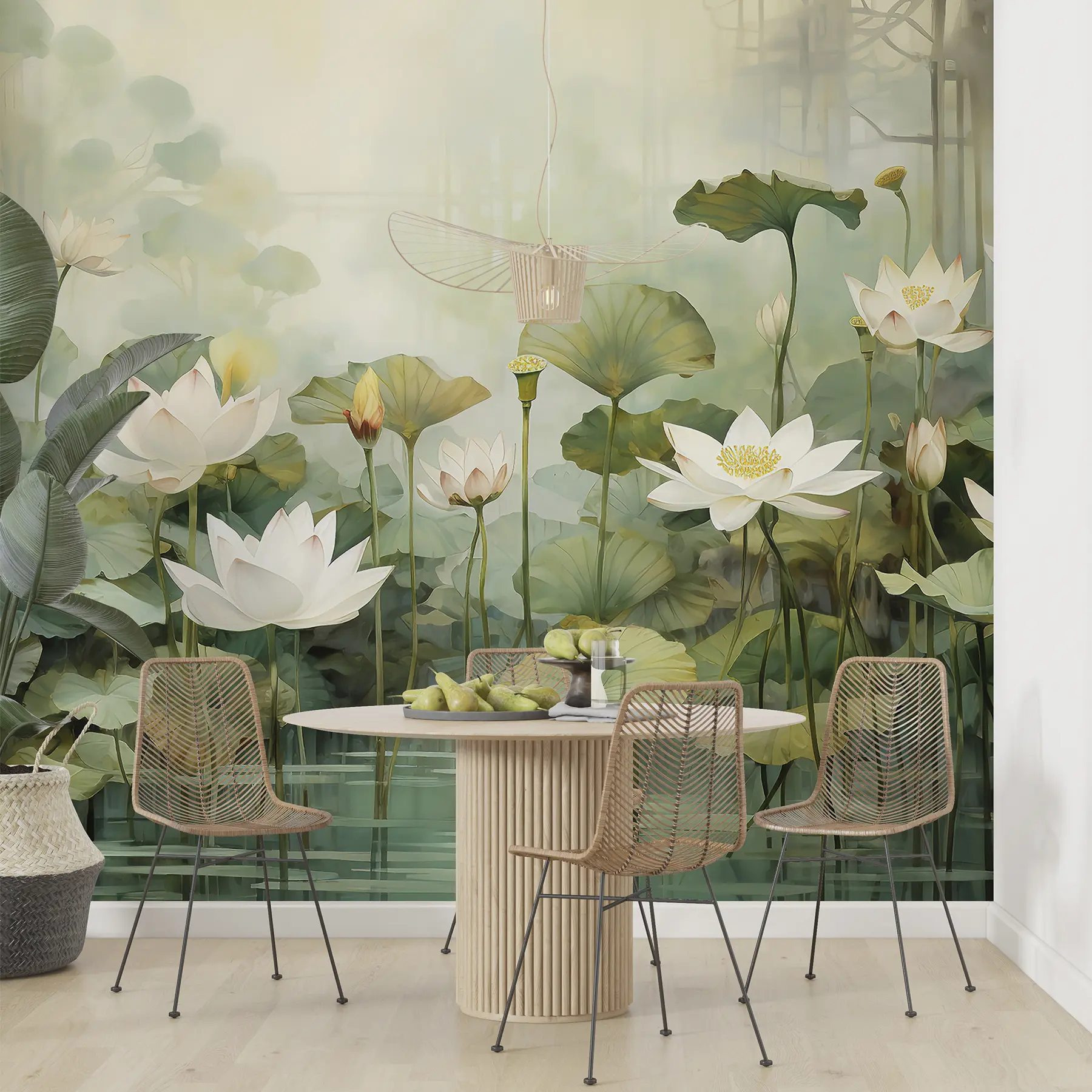 Fototapeedid Lotoslilled järves, džungel, troopiline kunst, rohelus u99454d1