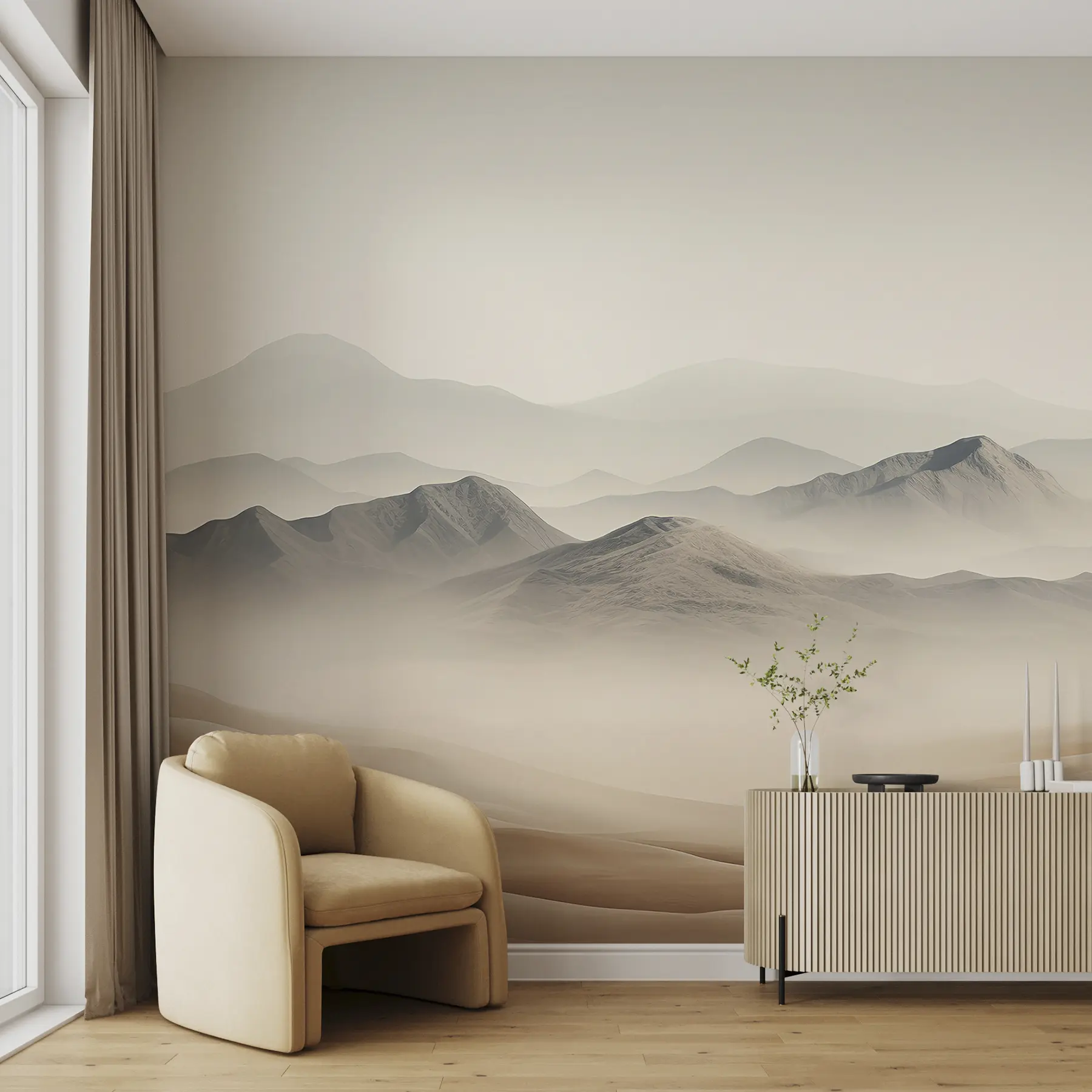Fototapeedid Mägede maastik, kõrb, beežid värvid, realism u99456d1