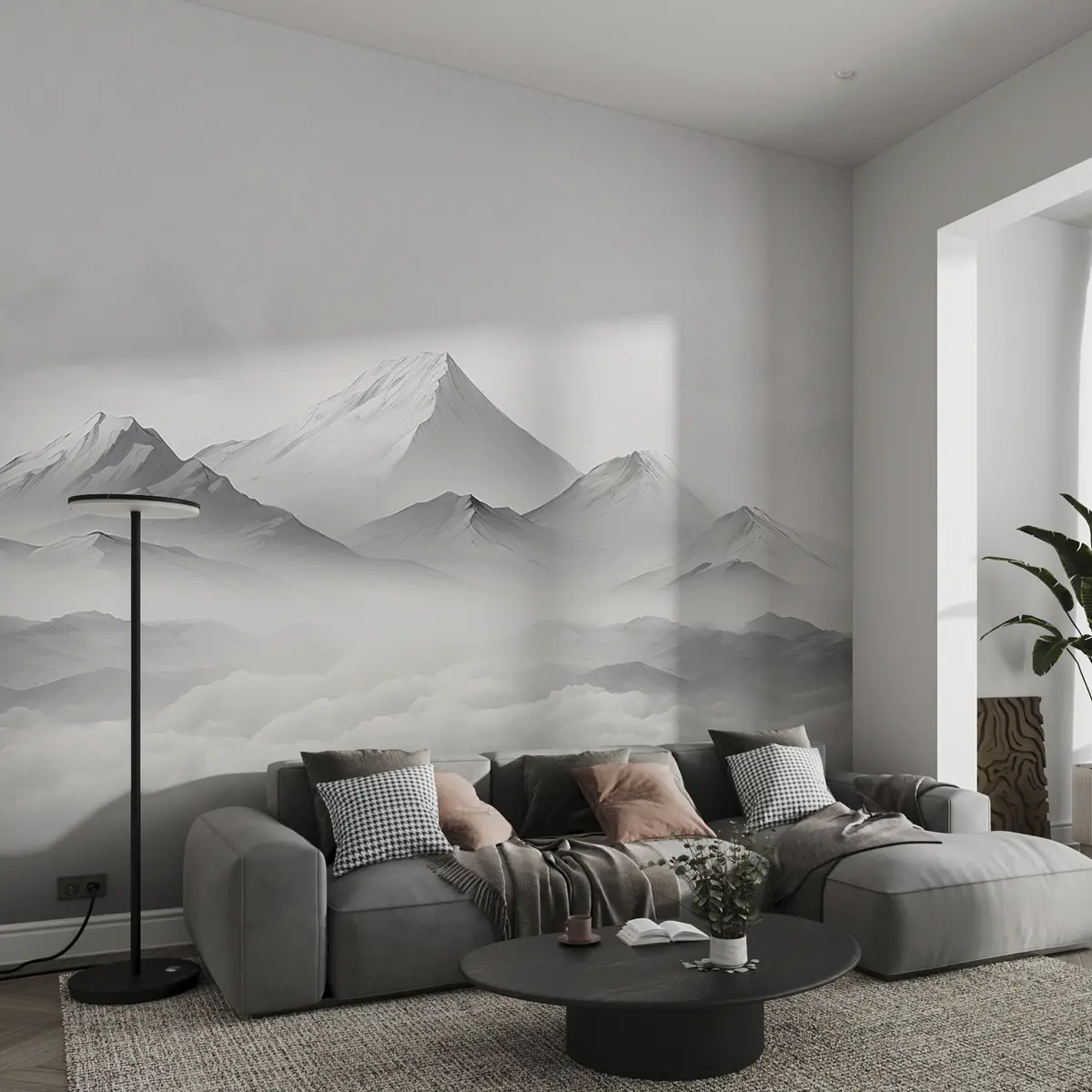 Fototapeedid Mäed pilvedes, udu, hall värv, maastik u99458