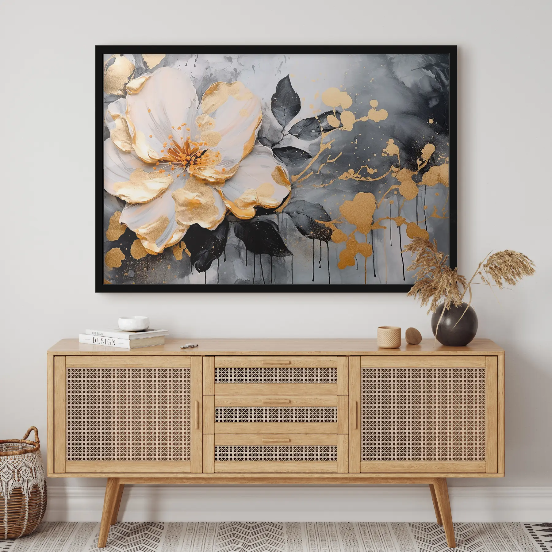 Fototapeedid Elegantne lillemustriga disain kontrastsetes toonides f35528