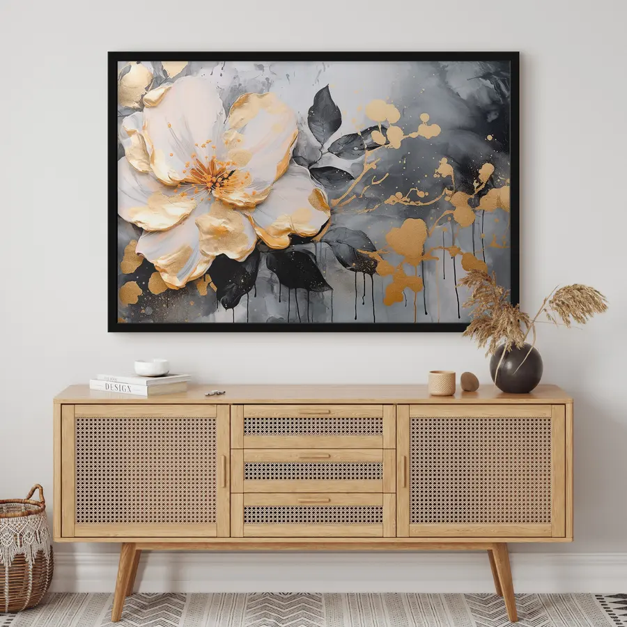 Fototapeedid Elegantne lillemustriga disain kontrastsetes toonides f35528